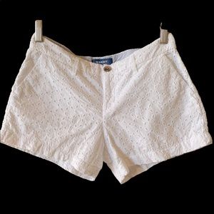 Old Navy Short Shorts White Eyelet Lined Cotton Size 0